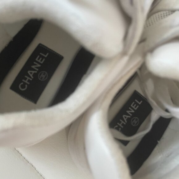 Chanel CC Logo Running Sneakers • White Suede Mesh Trainers EU 40 US 9.5 - Picture 7 of 16